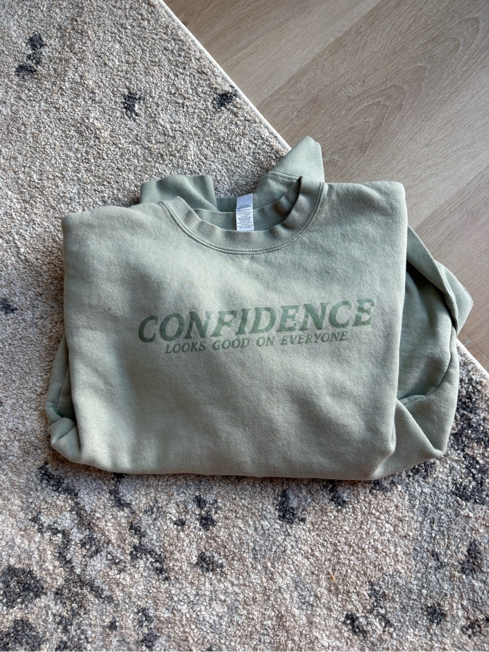 Sage Green "Confidence" Graphic Crewneck Sweatshirt